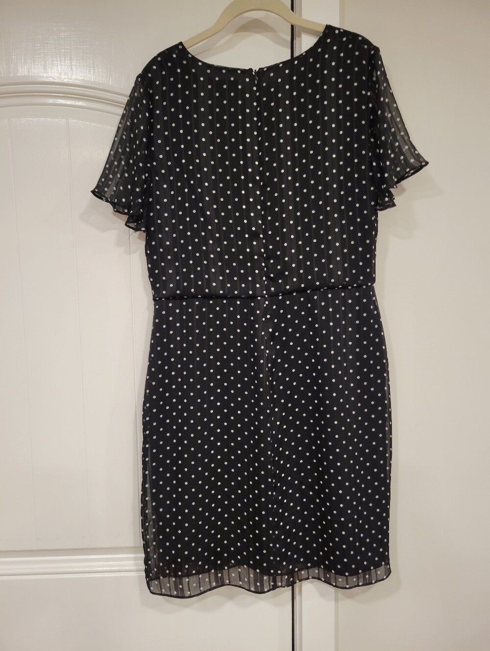 Lauren Ralph Lauren Black & White Polka Dot Dress Front Tie V Neck 10 Careerwear - Picture 9 of 16